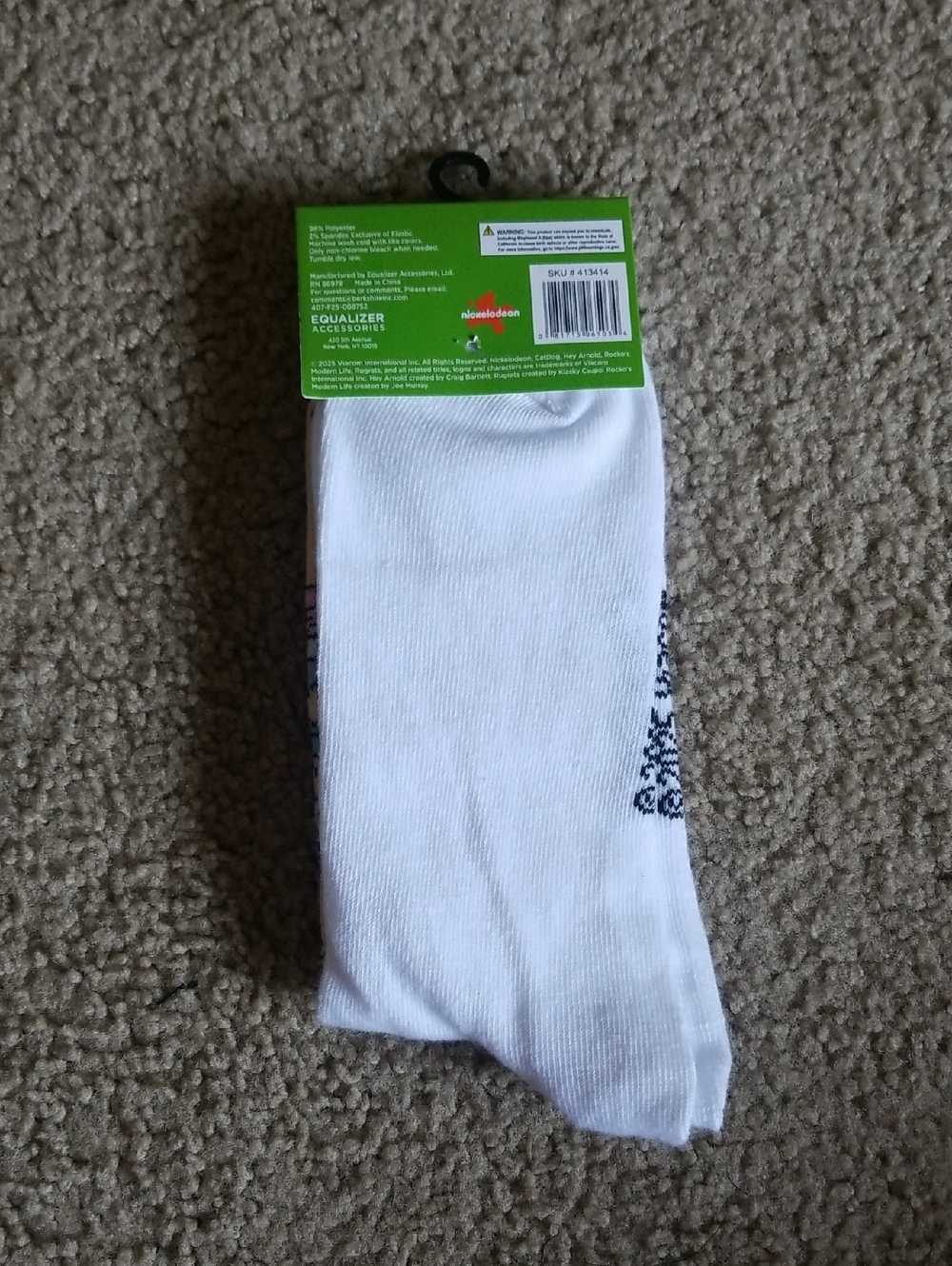 Nickelodeon White Blue Beige Tommy Pickles Crew Socks - Picture 2 of 2
